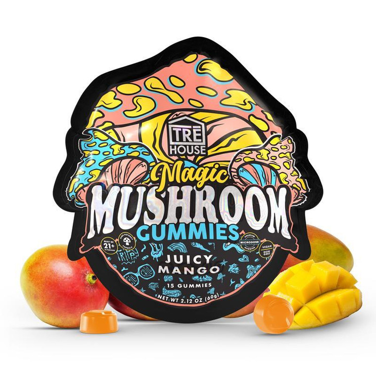 Experience our triptastic Mushroom Gummies in mango flavor